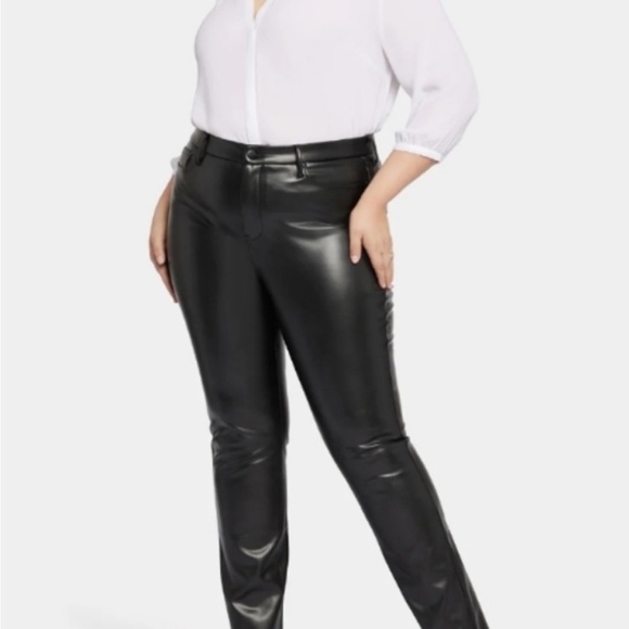 NYDJ Black Faux Leather Marilyn Straight Leg Pants Sculp-Her 
Jeans 16 - Picture 16 of 16